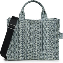 Load image into Gallery viewer, Marc Jacobs The Washed Monogram Denim Medium Tote Bag (Color 473) - Shown in Sun Faded Denim