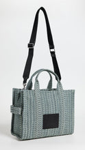 Load image into Gallery viewer, Marc Jacobs The Washed Monogram Denim Medium Tote Bag (Color 473) - Shown in Sun Faded Denim