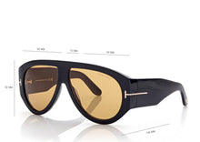 Load image into Gallery viewer, Tom Ford Bronson FT1044 Sunglasses - 01E Shiny Black / Brown