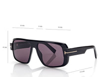 Load image into Gallery viewer, Tom Ford Turner FT1101 Sunglasses - 01A Shiny Black / Smoke