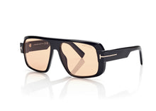 Load image into Gallery viewer, Tom Ford Turner FT1101 Sunglasses - 01E Shiny Black / Brown