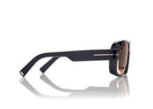 Load image into Gallery viewer, Tom Ford Turner FT1101 Sunglasses - 01E Shiny Black / Brown