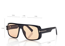 Load image into Gallery viewer, Tom Ford Turner FT1101 Sunglasses - 01E Shiny Black / Brown
