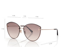 Load image into Gallery viewer, Tom Ford Evangeline FT1106 Sunglasses - 28G Shiny Rose Gold / Brown Mirror
