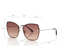 Load image into Gallery viewer, Tom Ford Nickie-02 FT1107 Sunglasses - 28F Shiny Rose Gold / Gradient Brown
