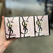 Load image into Gallery viewer, YSL Mon Paris EDP Eau de Parfum 12 x 1.2ml / 0.04 oz vials full sealed sleeve sample pack on blurred background - women's floral fruity fragrance
